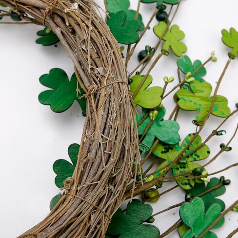 20 بوصة عيد القديس باتريك شامروك إكليل للباب الأمامي اليدوية زينة عيد القديس باتريك بريق البرسيم علامة خشبية نافذة جدار المنزل in Kuwait