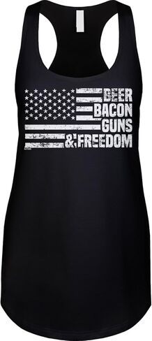 Blittzen Women's Racerback Tank Beer Bacon Guns & Freedom in Saudi Arabia