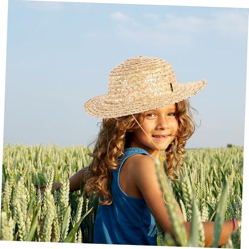 Kids Outdoor Straw Hat for Boys and Girls Summer Beach Sun Protection Hat for Toddler Travel and Outdoor Activities Khaki in Saudi Arabia