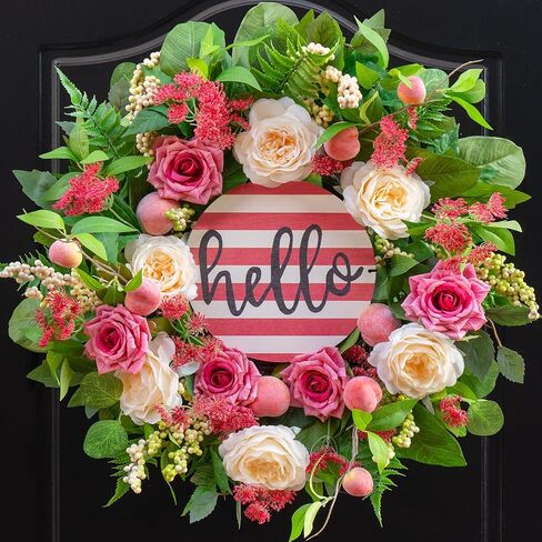 Spring Wreaths for Front Door, Summer Green Wreath, Daisy Yellow Green Floral Wreaths,Home Decor Decorations for Farmhouse Outdoor Indoors Thanksgiving Christmas in Kuwait