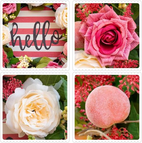 Spring Wreaths for Front Door, Summer Green Wreath, Daisy Yellow Green Floral Wreaths,Home Decor Decorations for Farmhouse Outdoor Indoors Thanksgiving Christmas in Kuwait