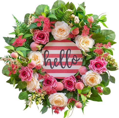 Spring Wreaths for Front Door, Summer Green Wreath, Daisy Yellow Green Floral Wreaths,Home Decor Decorations for Farmhouse Outdoor Indoors Thanksgiving Christmas in Kuwait