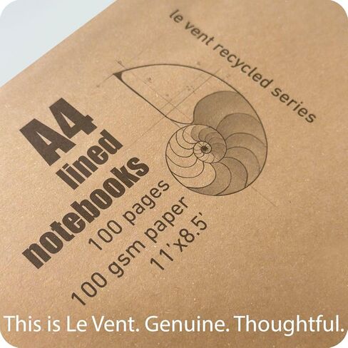 مجموعة دفاتر ملاحظات مبطنة مقاس A4 من le vent - 4 عبوات من المجلات الورقية المسطرة، 100 صفحة، 100 جرام في المتر المربع، مسطحة، صديقة للبيئة، غلاف فني مقاس 8.5 × 11 للمدرسة والمكتب والطلاب in Kuwait