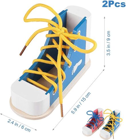 NUOBESTY Learn to Tie Shoes Wooden Lacing Shoe Toy Shoelaces Tying Toy Teaching Kit for Kids 2pcs in Saudi Arabia