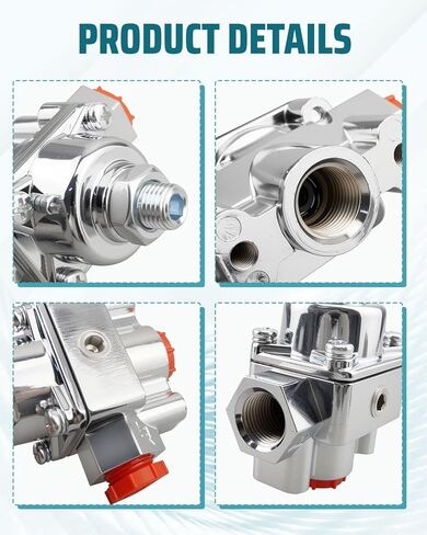 Fuel Pressure Regulator Kit 12-804 Carburetor Fuel Valve Gauge Fit for Holley Edelbrock Carburetors, 1-4 PSI Aluminum Alloy 3/8In NPT Port (1-In, 2-Out) in Saudi Arabia
