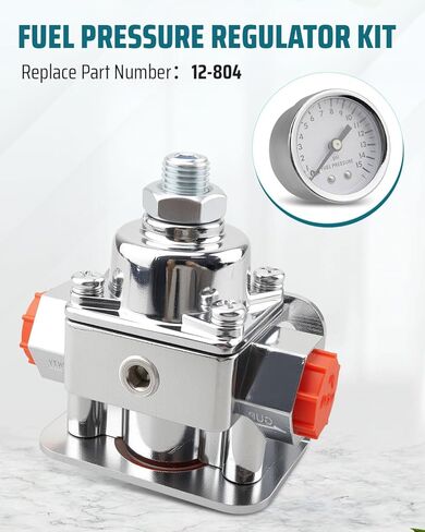 Fuel Pressure Regulator Kit 12-804 Carburetor Fuel Valve Gauge Fit for Holley Edelbrock Carburetors, 1-4 PSI Aluminum Alloy 3/8In NPT Port (1-In, 2-Out) in Saudi Arabia