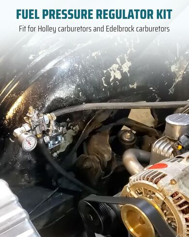 Fuel Pressure Regulator Kit 12-804 Carburetor Fuel Valve Gauge Fit for Holley Edelbrock Carburetors, 1-4 PSI Aluminum Alloy 3/8In NPT Port (1-In, 2-Out) in Saudi Arabia
