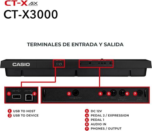 لوحة مفاتيح محمولة من كاسيو - 61 مفتاحًا (CT-X3000)، أسود in Saudi Arabia