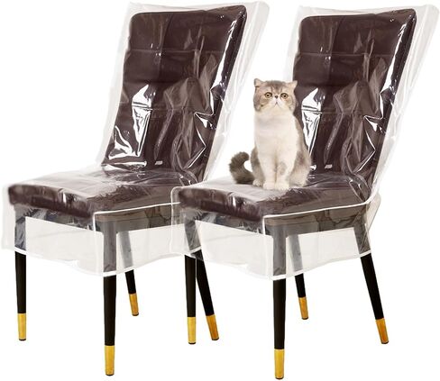 Clear Plastic Chair Covers Cat/Dog Bite Resistant Dining Chair Covers Storage Dust Cover, Clear Waterproof Chair Cover Used for Home Office Hotel （6 Pack） in Kuwait