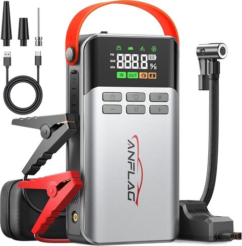 8-in-1 Car Jump Starter with Air Compressor – 5500A Peak, 150PSI Tire Inflator, 12V Portable Power Bank, LCD Display, and LED Flashlight for All Gas & 12.0L Diesel Engines in Saudi Arabia