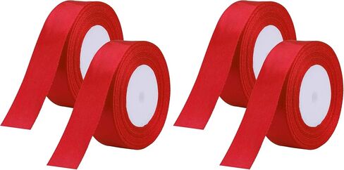2 Rolls Christmas Ribbon 1.6 Inch X 50 Yards Red Satin Ribbon Double Face Polyester Satin Ribbon Wide Holiday Ribbon for Wedding Gift Wrapping Crafts Decoration Favors in Kuwait
