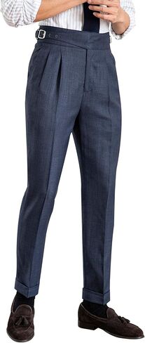 Men's Gurkha Naples Italian Old Money Style No Need to tie a Belt High Waisted Dress Pants in Kuwait
