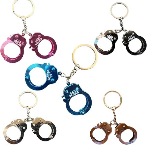 Las Vegas Handcuff Keychains – Metal Souvenir Mini Thumb Cuff Keyring, 5 Colors, Novelty Gift for Party Favors & Collectors in Saudi Arabia