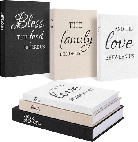 Weysat Set of 3 Thankful Grateful Blessed Decorative Books for Home Decor Linen Faux Books Stacked Neutral Modern Aesthetic Fake Storage Boxes for Coffee Table, Bookshelf or Mantle Display in Saudi Arabia