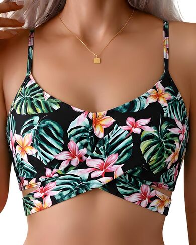 Women's 2026 Bikini Top Only Twist Front V Neck Padded Spaghetti Straps Tie Back Swim Bathing Suit Tops in Saudi Arabia