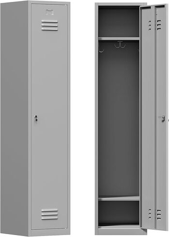 71'' Metal Locker with Keys for School,Gym,3 Tier Steel Office Storage Locker with Hook,Tall Cabinet for Employees (Black＆Gray, 1-Door) in Kuwait