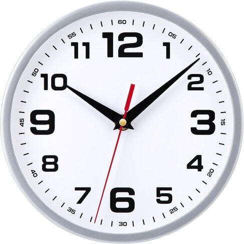Wall Clock Silent Non-Ticking 8 Inch Modern Clocks Battery Operated Small Analog Silver Clock for Kitchen Bedroom Office Living Room Decor in Saudi Arabia