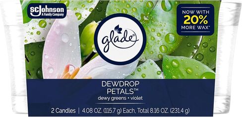برطمان شموع معطرة بفتيل واحد من Glade، بتلات قطرة الندى، معطر هواء مملوء بالزيوت العطرية، 4.08 أونصة، عدد 2 in Saudi Arabia