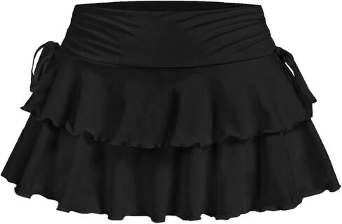 SOFIA'S CHOICE Women Ruffle Layered Mini Skirt Side Drawstring Flowy A Line Tiered Skirt in Saudi Arabia