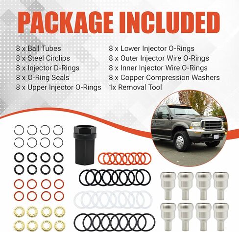 Oil Rail Seal Repair Kit with Sealing Rings Sealing Gaskets Guide Sleeves Steel Circlips Etc Compatible with 2003-2010 Ford 6.0L Powerstroke in Saudi Arabia