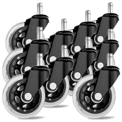 عجلات عجلات كرسي المكتب 3 بوصات - مطاط البولي يوريثان الناعم شديد التحمل وآمن لأرضيات بلاط السجاد الصلب (مجموعة من 5) تنطبق بشكل عام على عجلات المكتب، استبدل سجادات الكراسي - ملاءمة عالمية in Kuwait