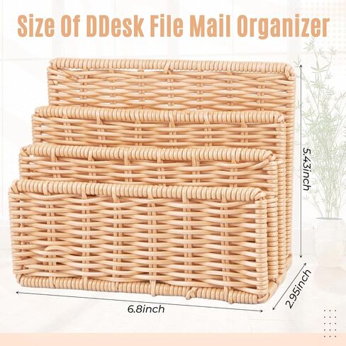 الروطان منظم البريد لمكتب حامل البريد كونترتوب مع 3 فتحات الروطان رسالة فارز ملف حامل المغلف كتاب حامل منظم مكتب مكتب المزرعة وملحقات التخزين in Kuwait