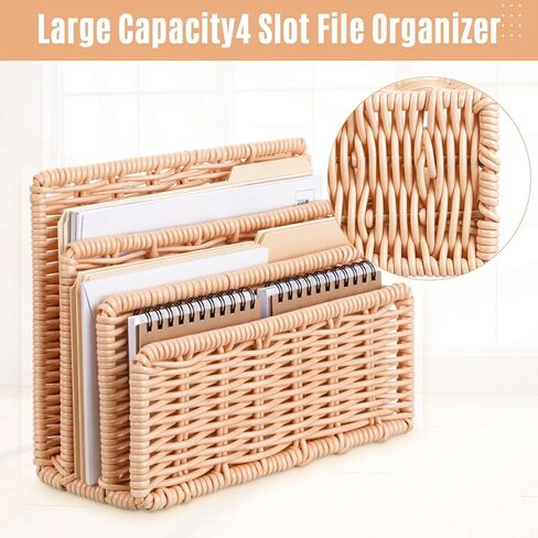 الروطان منظم البريد لمكتب حامل البريد كونترتوب مع 3 فتحات الروطان رسالة فارز ملف حامل المغلف كتاب حامل منظم مكتب مكتب المزرعة وملحقات التخزين in Kuwait