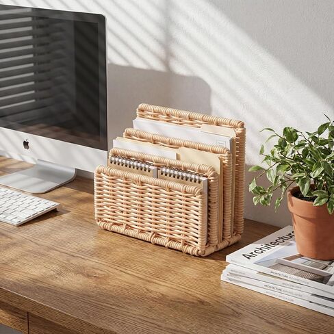 الروطان منظم البريد لمكتب حامل البريد كونترتوب مع 3 فتحات الروطان رسالة فارز ملف حامل المغلف كتاب حامل منظم مكتب مكتب المزرعة وملحقات التخزين in Kuwait