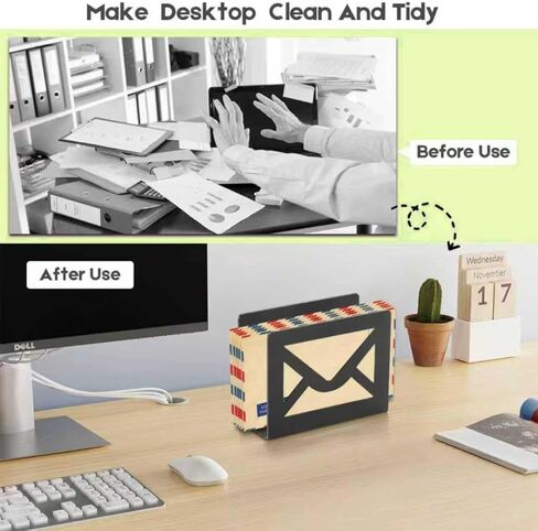 حامل رسائل سطح المكتب، حامل بريد معدني لسطح المكتب مع تصميم مظروف مقصوص، فارز منظم الرسائل للمكتب، مغلف المكتب ورف تخزين المستندات in Kuwait