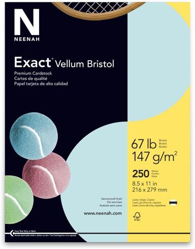 Neenah Paper Exact Vellum Bristol, 67 lb, 8.5 x 11", 250 Sheets, White, 94 Brightness (80211) in Saudi Arabia