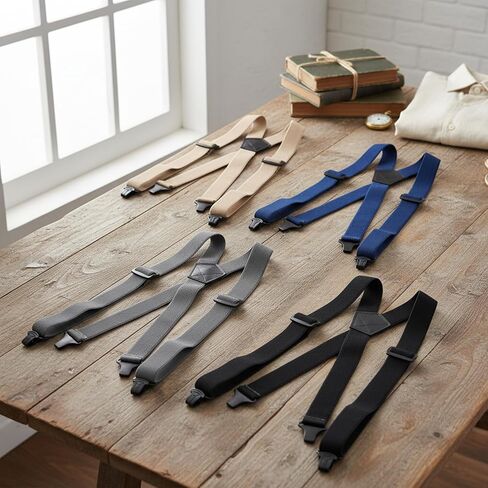 4 Pcs X Back Hidden Suspenders for Men, Heavy Duty Hiking Suspenders Adjustable Under Clothing Invisible Belt Undergarment Suspender for Winter Untucked Men Outdoor Hiking in Saudi Arabia