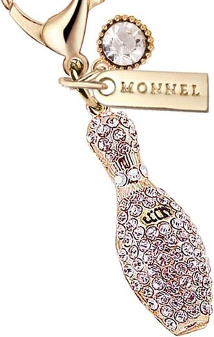 MC332 Crystal Big 3D Bowling Lobster Clasp Charm for Women with Velvet Bag (Gold,1 Piece) in Saudi Arabia
