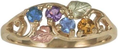 10K gold Black Hills Mothers Birthstone Ring Customizable with 1,2,3,4,5 or 6 Genuine 2.5MM Birthstones in Saudi Arabia