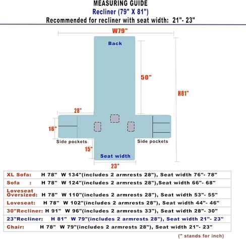 أغطية كرسي RBSC Home مقاس 23 بوصة مقاومة للماء ومضادة للانزلاق (عرض مقعد حامي 2019 يصل إلى 23 بوصة للحيوانات الأليفة والرضع والكلاب والقطط والأطفال (23 بوصة R داكن أزرق) in Kuwait