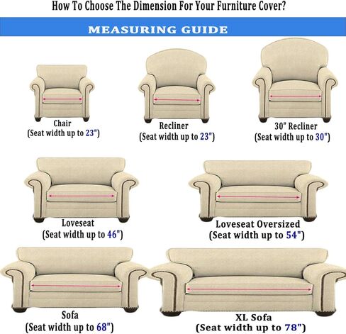 أغطية كرسي RBSC Home مقاس 23 بوصة مقاومة للماء ومضادة للانزلاق (عرض مقعد حامي 2019 يصل إلى 23 بوصة للحيوانات الأليفة والرضع والكلاب والقطط والأطفال (23 بوصة R داكن أزرق) in Kuwait