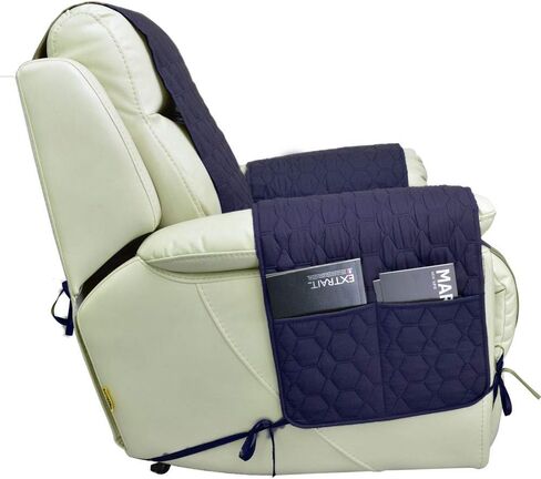 أغطية كرسي RBSC Home مقاس 23 بوصة مقاومة للماء ومضادة للانزلاق (عرض مقعد حامي 2019 يصل إلى 23 بوصة للحيوانات الأليفة والرضع والكلاب والقطط والأطفال (23 بوصة R داكن أزرق) in Kuwait