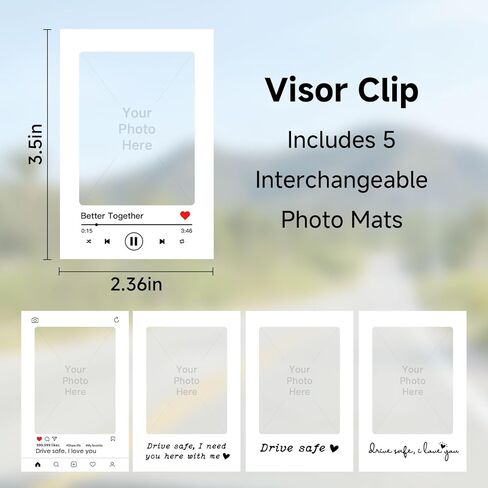 WCDHOR 2 x Custom Photo Car Visor Clip, Personalized Gift for Him Anniversary, Drive Safe Gift, Car Photo Frame, Couples Keepsake Unique, Couples, Family (2) in Kuwait