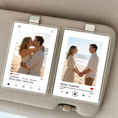 WCDHOR 2 x Custom Photo Car Visor Clip, Personalized Gift for Him Anniversary, Drive Safe Gift, Car Photo Frame, Couples Keepsake Unique, Couples, Family (2) in Kuwait
