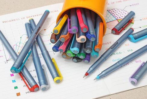 Liquidraw Multicolor Fineliner Pens - 25 Set | Fine Point 0.5 mm Tip | Storage Wallet | Ergonomic Colored Pens For Artists, Drawing, Calligraphy, Sketching, Bible Journaling Pen | Fade Resistant Ink in Kuwait