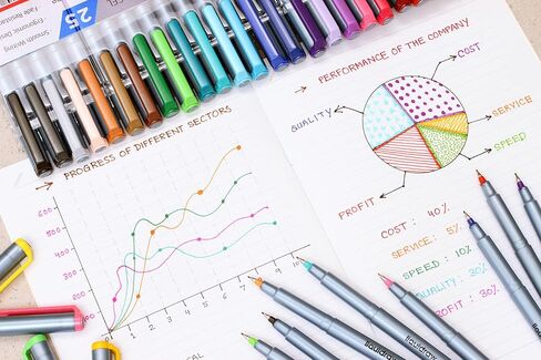 Liquidraw Multicolor Fineliner Pens - 25 Set | Fine Point 0.5 mm Tip | Storage Wallet | Ergonomic Colored Pens For Artists, Drawing, Calligraphy, Sketching, Bible Journaling Pen | Fade Resistant Ink in Kuwait