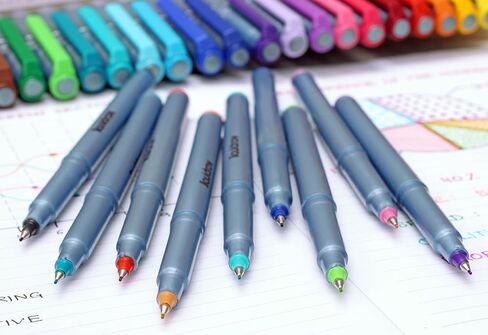 Liquidraw Multicolor Fineliner Pens - 25 Set | Fine Point 0.5 mm Tip | Storage Wallet | Ergonomic Colored Pens For Artists, Drawing, Calligraphy, Sketching, Bible Journaling Pen | Fade Resistant Ink in Kuwait