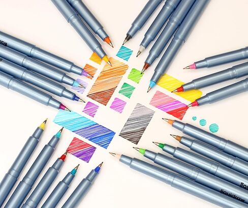 Liquidraw Multicolor Fineliner Pens - 25 Set | Fine Point 0.5 mm Tip | Storage Wallet | Ergonomic Colored Pens For Artists, Drawing, Calligraphy, Sketching, Bible Journaling Pen | Fade Resistant Ink in Kuwait