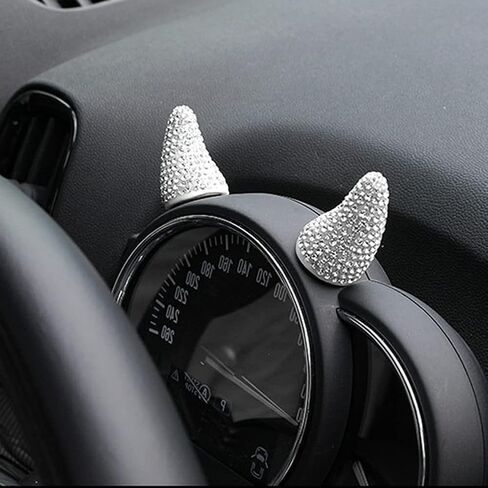 Unifizz Bling Rhinestone Devil Horn Car Tachometer Dashboard Decoration for BMW Mini Cooper Creative Central Control Instrument Panel Tachometers Red in Saudi Arabia
