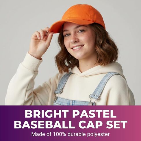 Bright Pastel Baseball Caps - 12 Pieces Multicolor in Saudi Arabia
