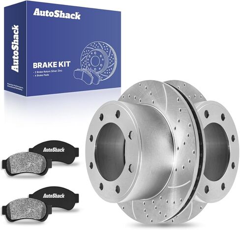 AutoShack Rear Brake Rotors Ceramic Brake Pads | Replacement for 2005-2012 Ford F-350 Super Duty 2008-2012 F-250 Super Duty 5.4L 6.0L 6.2L 6.4L 6.7L 6.8L V8 4WD RWD | 6-PC Brake Kit in Saudi Arabia