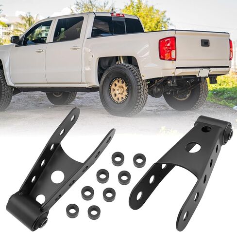 2-3" Rear Lowering Leaf Spring Shackle Kit 2Pcs Replacement for 2001-2010 chevy Silverado GMC sierra 1500HD 2500HD 3500HD trucks 2WD 4WD Replace# 410730 in Saudi Arabia
