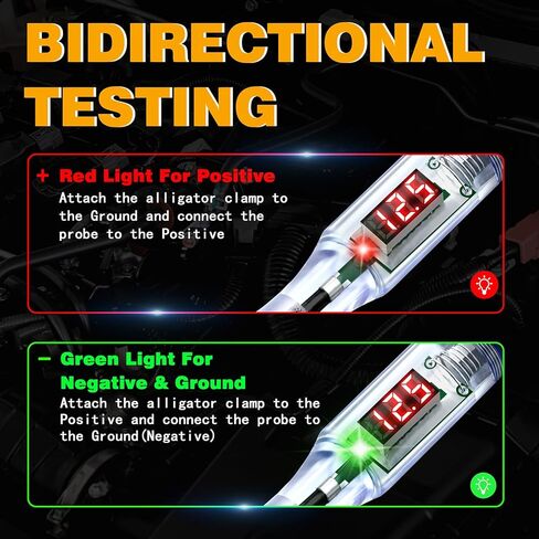 اختبار الضوء للسيارات 3-120 فولت تيار مستمر LED جهاز اختبار الدائرة الرقمية مع عرض الجهد، جهاز اختبار الجهد الكهربائي ثنائي الاتجاه التلقائي، قلم اختبار كهربائي لصمامات استمرارية قطبية بطارية السيارة in Kuwait