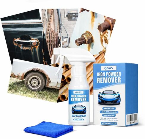مذيب الصدأ مزيل مسحوق الحديد | مزيل التآكل شديد التحمل للأدوات المعدنية والسيارات والدراجات والشوايات والمسامير والأسلحة النارية والمزيد | 120 مل (علبة+مزيل صدأ 120مل+فوطة 15*20) in Kuwait