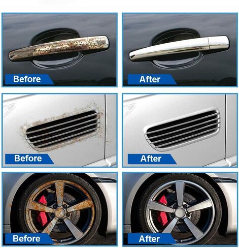 مذيب الصدأ مزيل مسحوق الحديد | مزيل التآكل شديد التحمل للأدوات المعدنية والسيارات والدراجات والشوايات والمسامير والأسلحة النارية والمزيد | 120 مل (علبة+مزيل صدأ 120مل+فوطة 15*20) in Kuwait