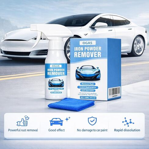 مذيب الصدأ مزيل مسحوق الحديد | مزيل التآكل شديد التحمل للأدوات المعدنية والسيارات والدراجات والشوايات والمسامير والأسلحة النارية والمزيد | 120 مل (علبة+مزيل صدأ 120مل+فوطة 15*20) in Kuwait